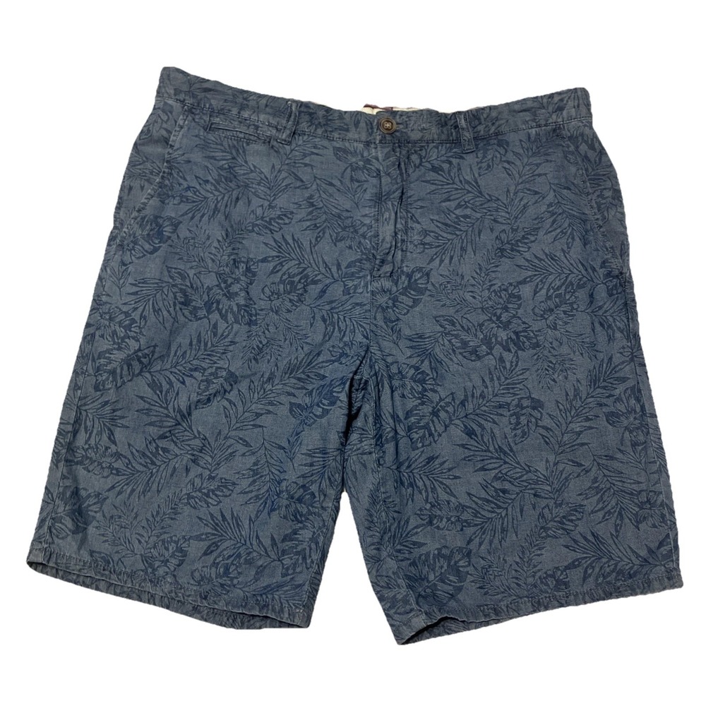 Johnnie-O Roxbury Chambray Printed 9 Inch Shorts Blue Mens Size 34‎ Floral Palm